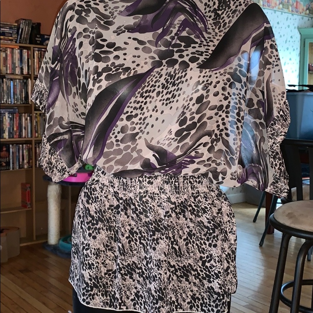 miley cyrus sheer leopard floral sheer top medium